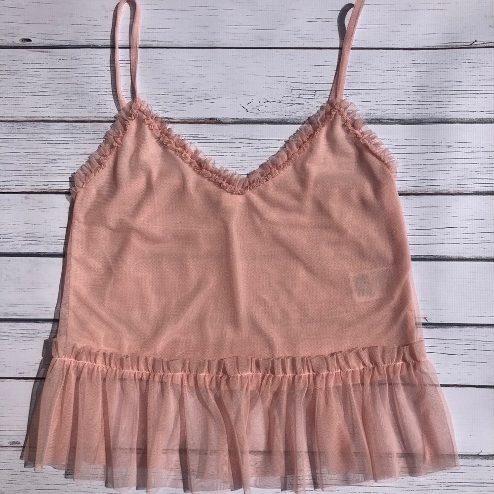 H&M pink ruffle tank top